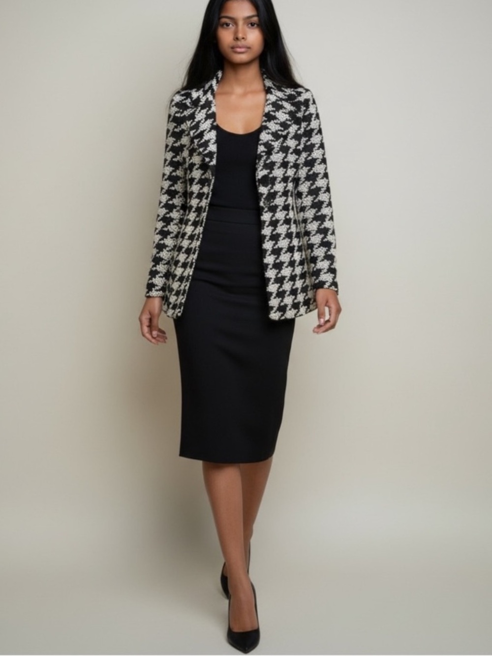 Italian Woven Wool Blend Black & Ivory Jacket HP BEST IN JACKETS & COATS